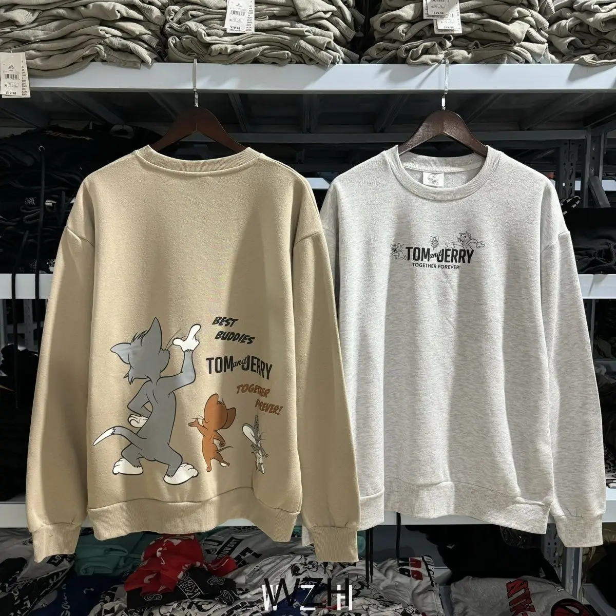 TOM JERRY Cat and Mouse Joint Crew Neck Sweater Men's and Women's Same Autumn and Winter Thin Velvet Top Winter Clothes Women