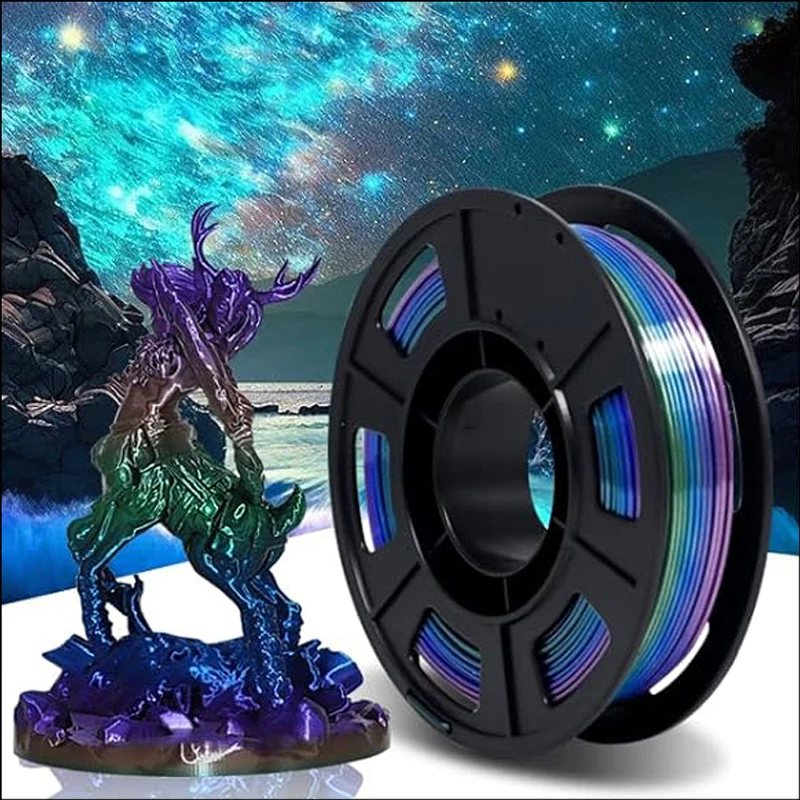 

Радужная нить PLA 1,75 мм, быстро меняющая цвет Радужная нить PLA для 3D-принтера, многоцветная, нить для 3D-печати