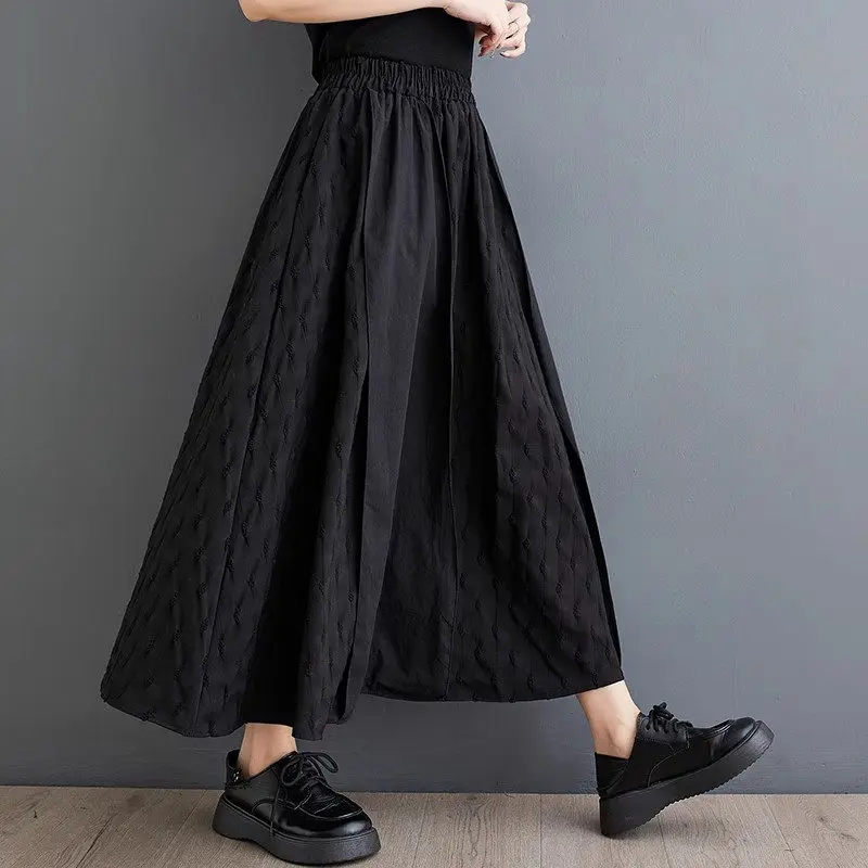 Dark Style 2024 Spring Autumn Skirt For Women Solid Color Retro High Waist Fish Scale Pattern Patchwork Design Skirt k2619