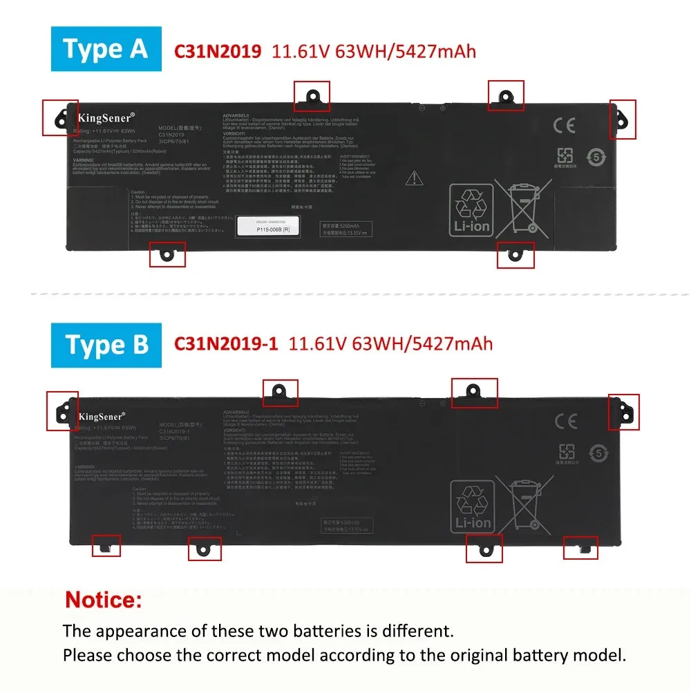 KingSener C31N2019 C31N2019-1 Laptop Battery For ASUS VivoBook Pro 14X OLED M7400 15 OLED M3500  M3500QC-L1062T M3500QC-L1079T