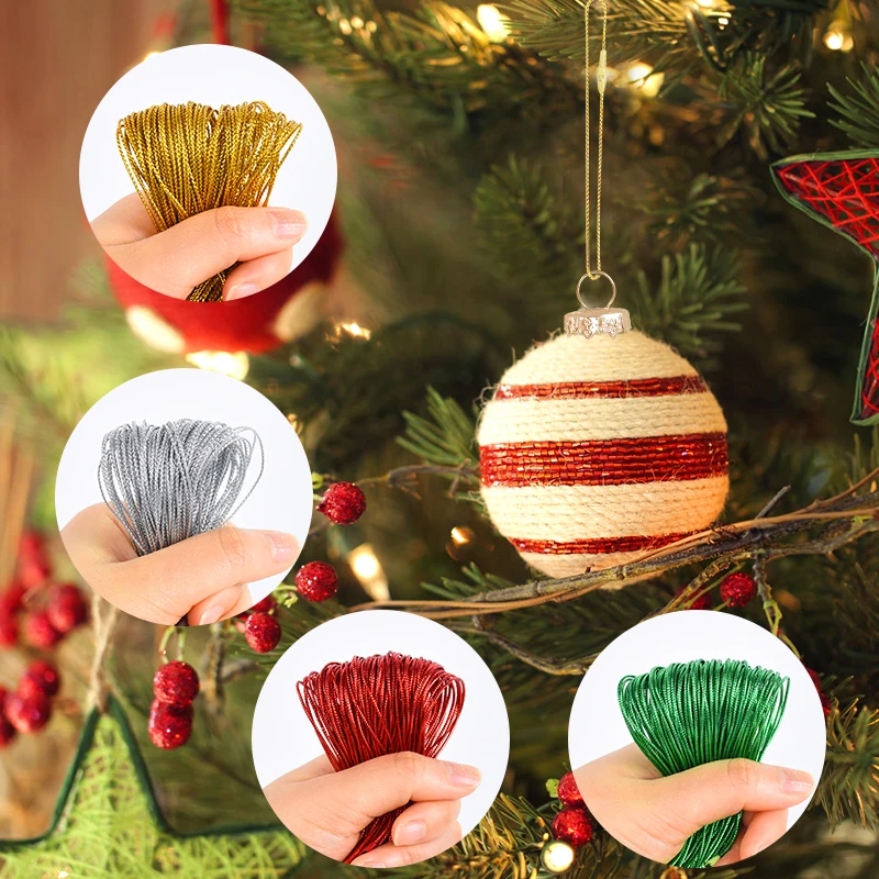 100Pcs 20cm Christmas Ball Strings Christmas Pendant Holder Colorful Christmas Ropes Christmas Festival Decorations