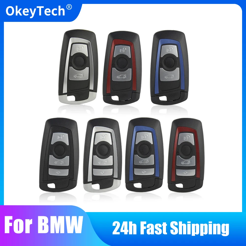 

OkeyTech Remote Car Key Case For BMW CAS4 F 3 5 7 Series E90 E92 E93 X5 F10 F20 F30 F40 3/4 Buttons Replacement Smart Key Shell