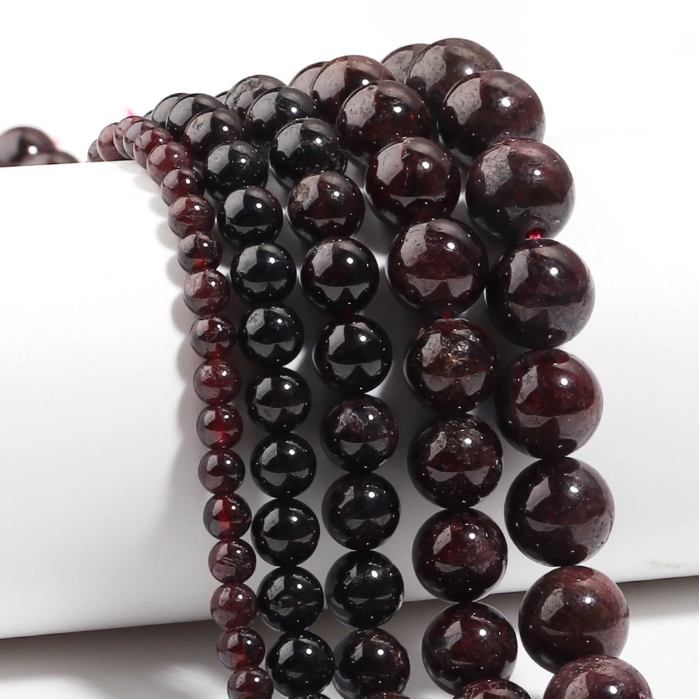 1strand 4/6/8/10/12mm Wine Red Garnet Natural Stone Beads Round Loose Spacer Bead For Jewelry Making DIY Necklace Bracelet