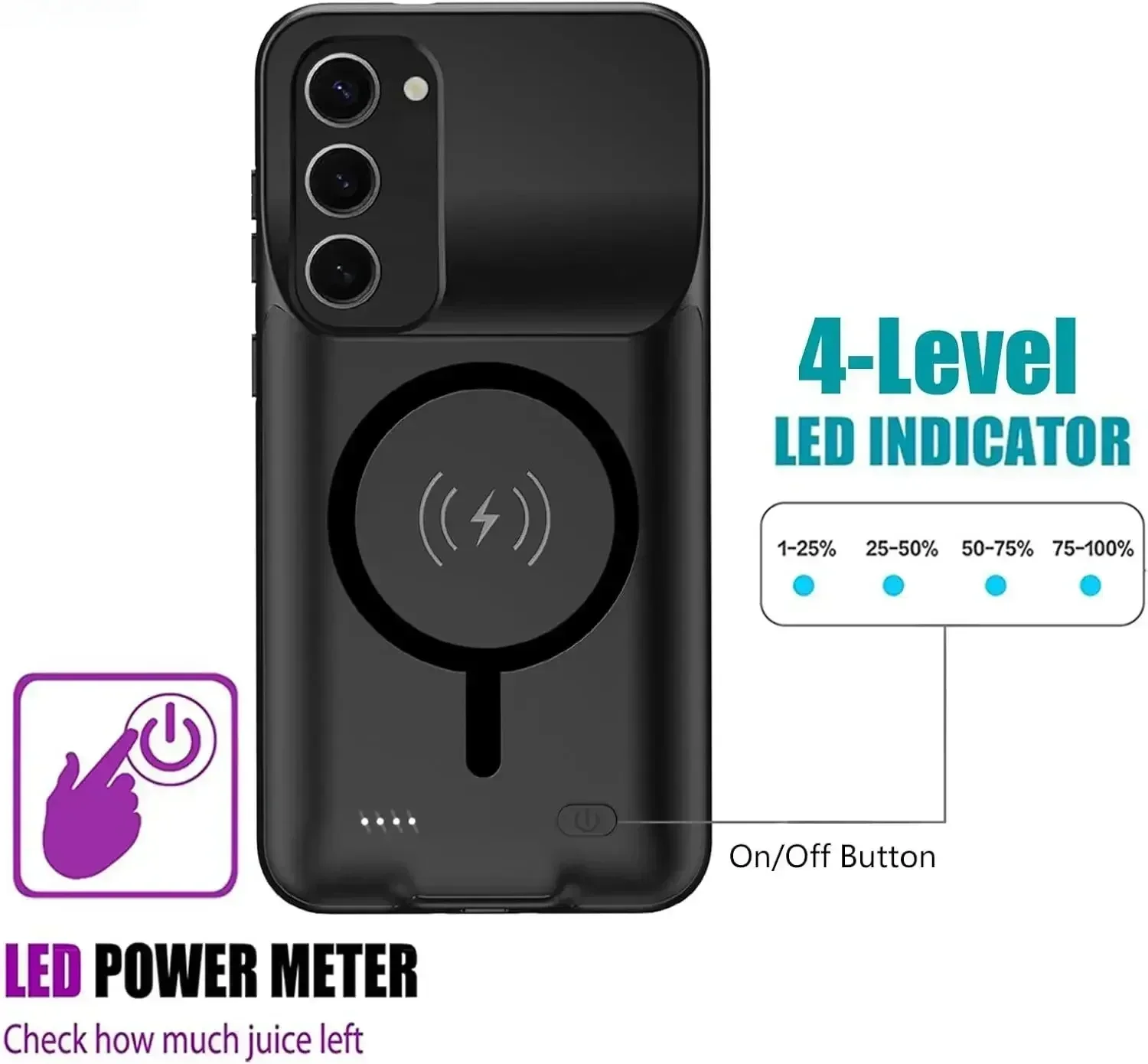 10000mAh Slim Wireless Charging Phone Case for Samsung Galaxy S26 Ultra S25 Plus S24 S23 FE S22 Power Bank Battery Charger Case
