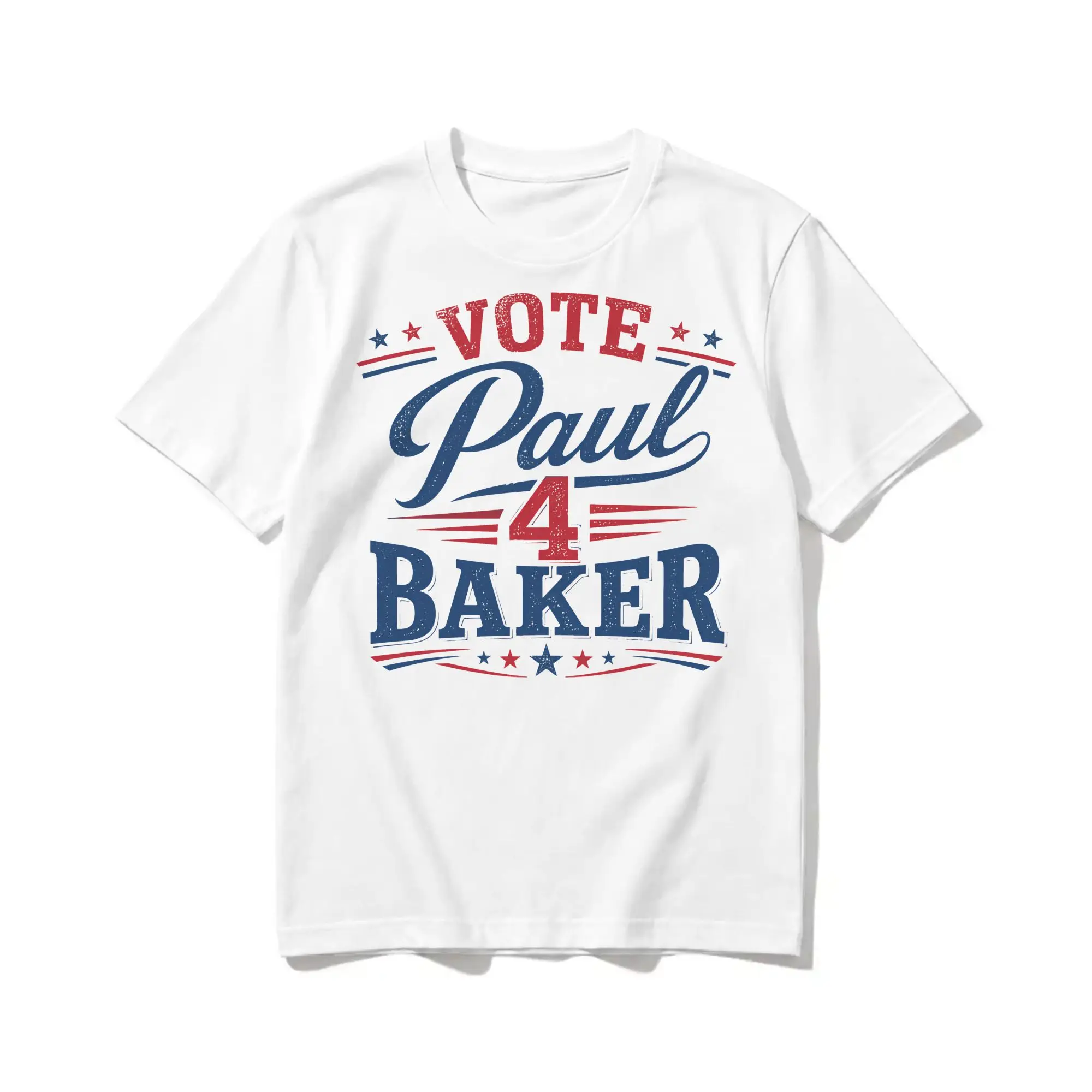 Vintage Vote Paul 4 Baker Vintage Campaign Design T-Shirt Unisex Cotton Short Sleeve  Round Neck Summer Clothes