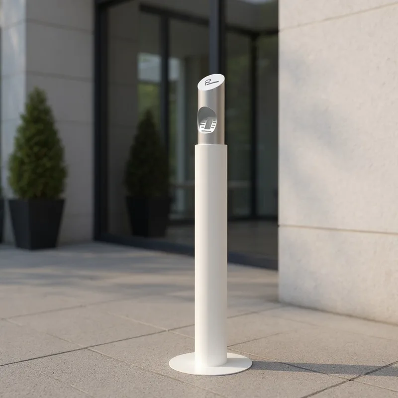 Inclined vertical outdoor smoke extinguishing column, stainless steel cigarette butt column, shopping mall smoking area ashtray