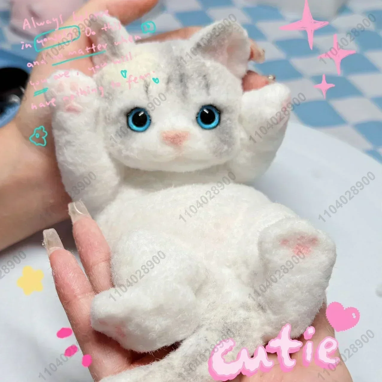 Super Big Kitty Cat Taba Squishy Silicone Fuzzy Kitten Handmade Mushy Cat Squeeze Toy Mochi Toy Hand Relax Stress Release Gift