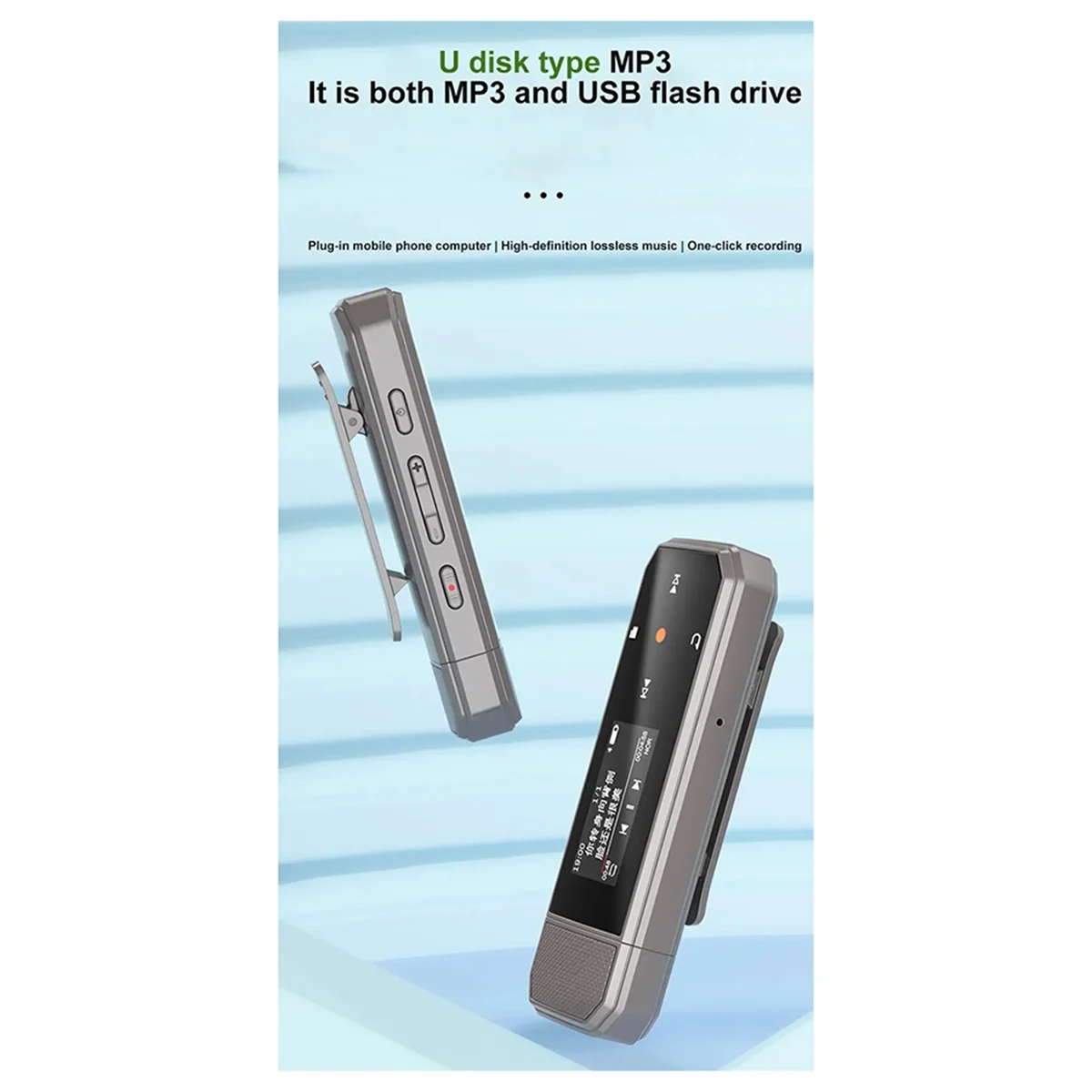 

BABPP X80 USB MP3 Player Mini 64GB Touch Key Bluetooth 5.3 Sports Clip Music Player Support FM Radio Recorder E-Book Pedometer