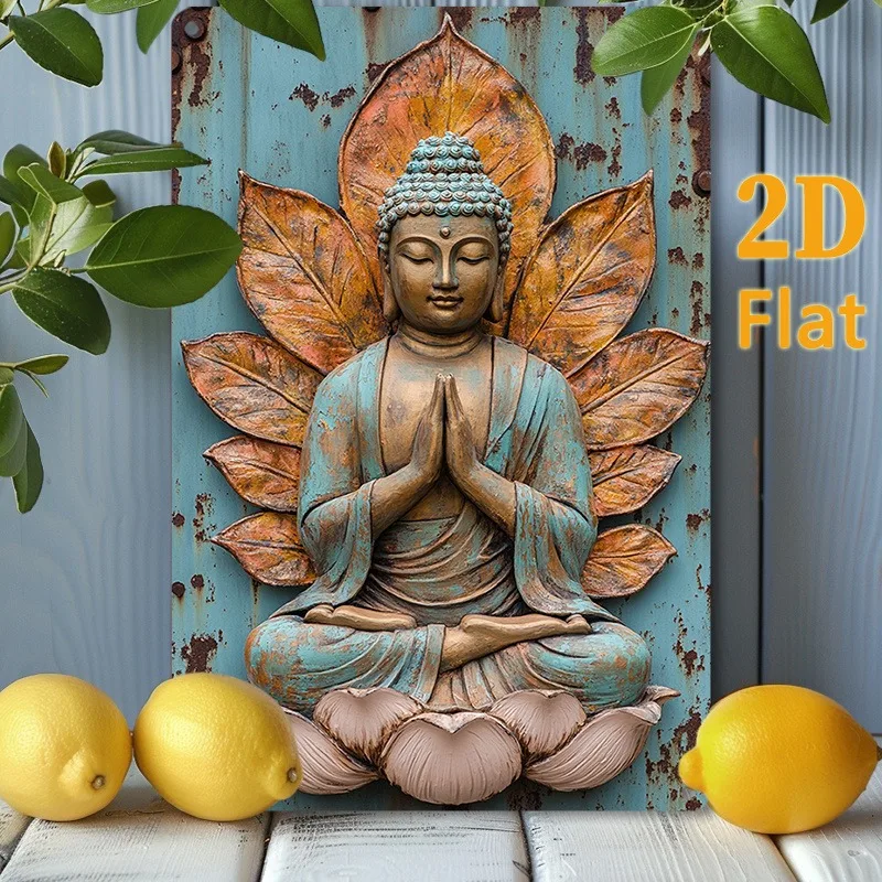 Elegant for Lotus & Buddha Aluminum Wall Art - Perfect for Yoga Studios, Tranquil Bedrooms & Calming Living Rooms, 2D Flat