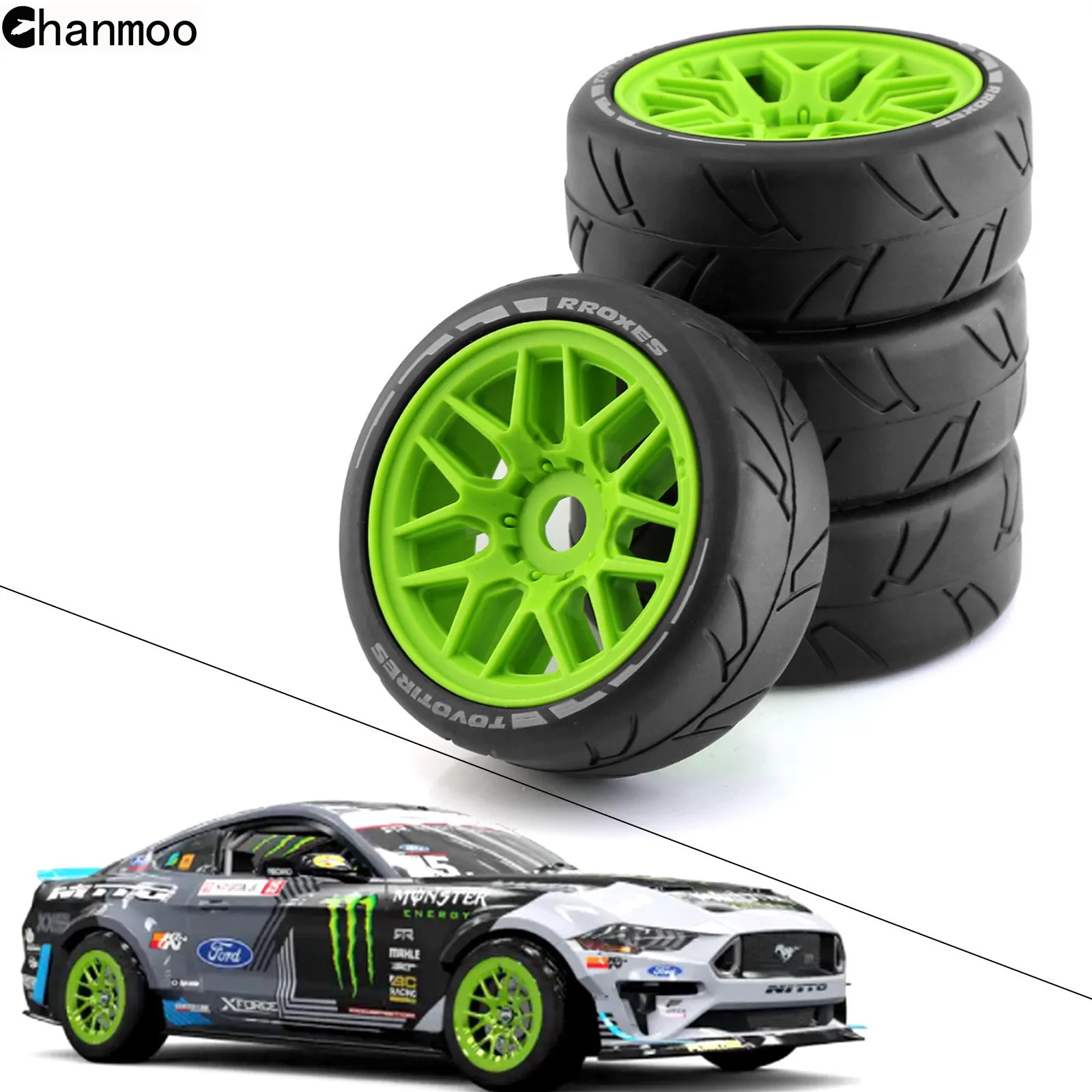 4Pcs 1:8 RC Off Road Buggy Rally Car Tires 103mm Wheel 17mm Hex for 1/10 RC Car HSP Hobao ARRMA Traxxas Redcat Kyosho VRX HPIWR8