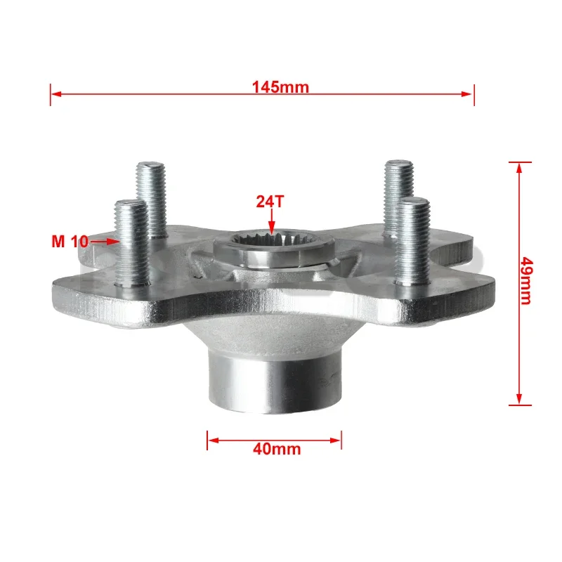 24T 110mm * 4 kołki piasty tylnej osi pasujące do chińskich gokartów 150cc 200cc 250cc 300cc ATV Go Kart UTV Buggy Golf Cart Quad Bike Parts