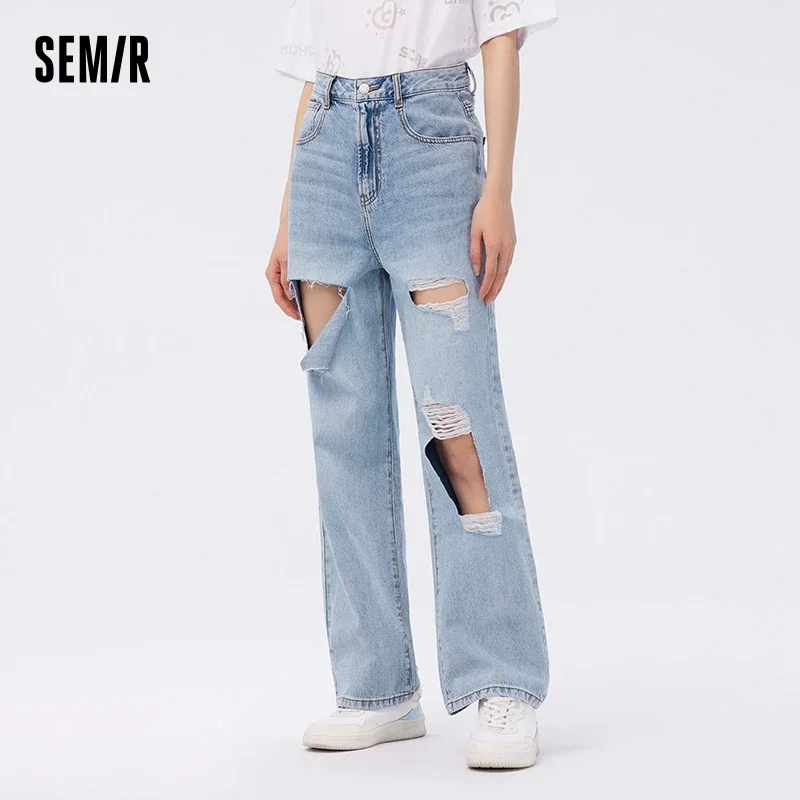 Semir Jeans Women Cotton Broken Trousers 2024 New Summer Tide Cool Demin Jeans For Women