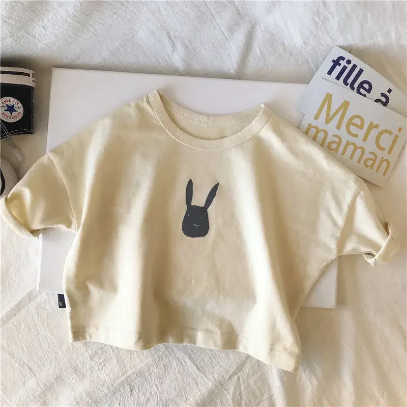 Baby Girls Boys T-shirt Toddler Cartoon Rabbit Shirts Kids Thin Top Tees 2024 Summer Children\'s Korean Style Clothing