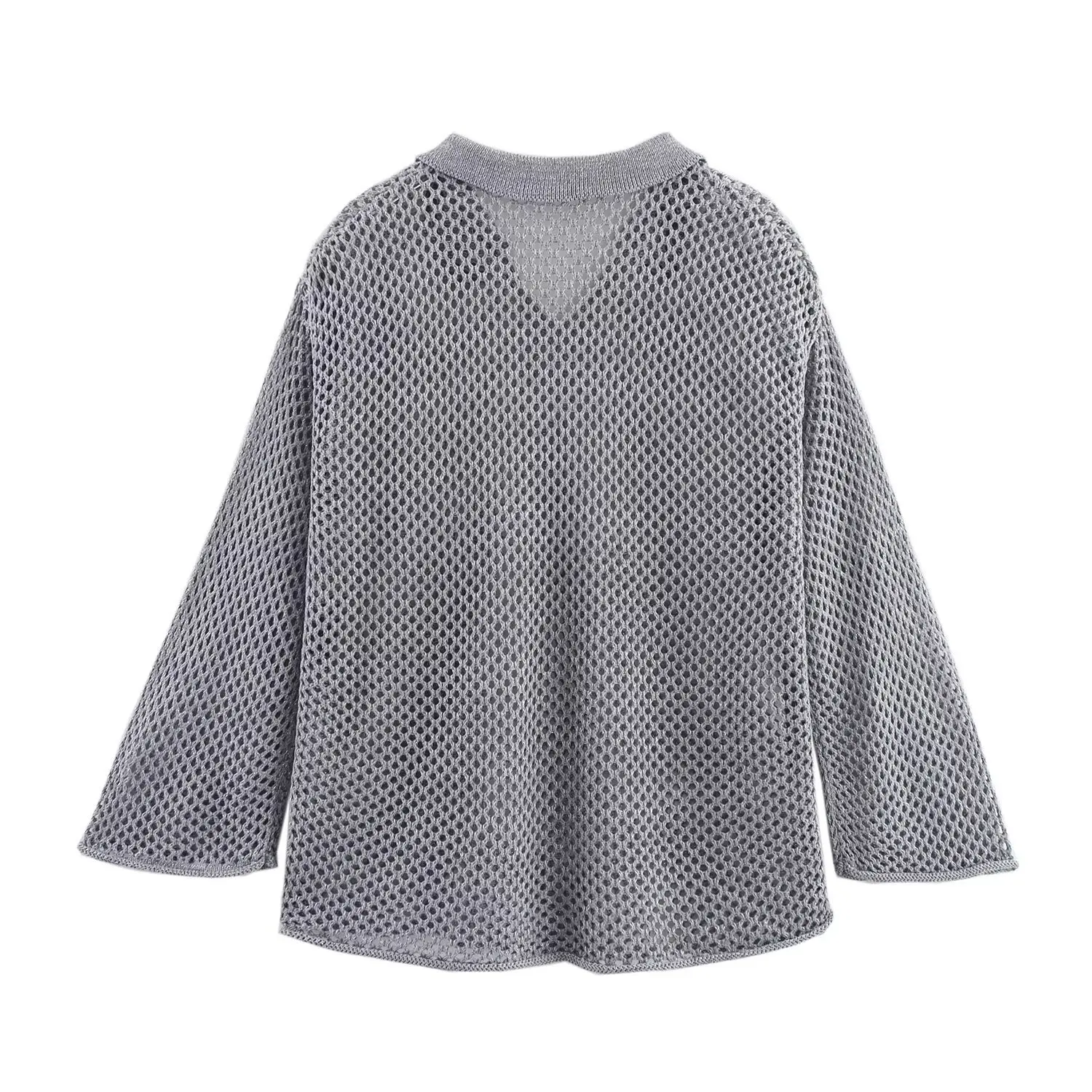 2025 traje de falda de suéter holgado y maduro para mujer, tejido hueco, europeo y americano, principios de otoño, 2025