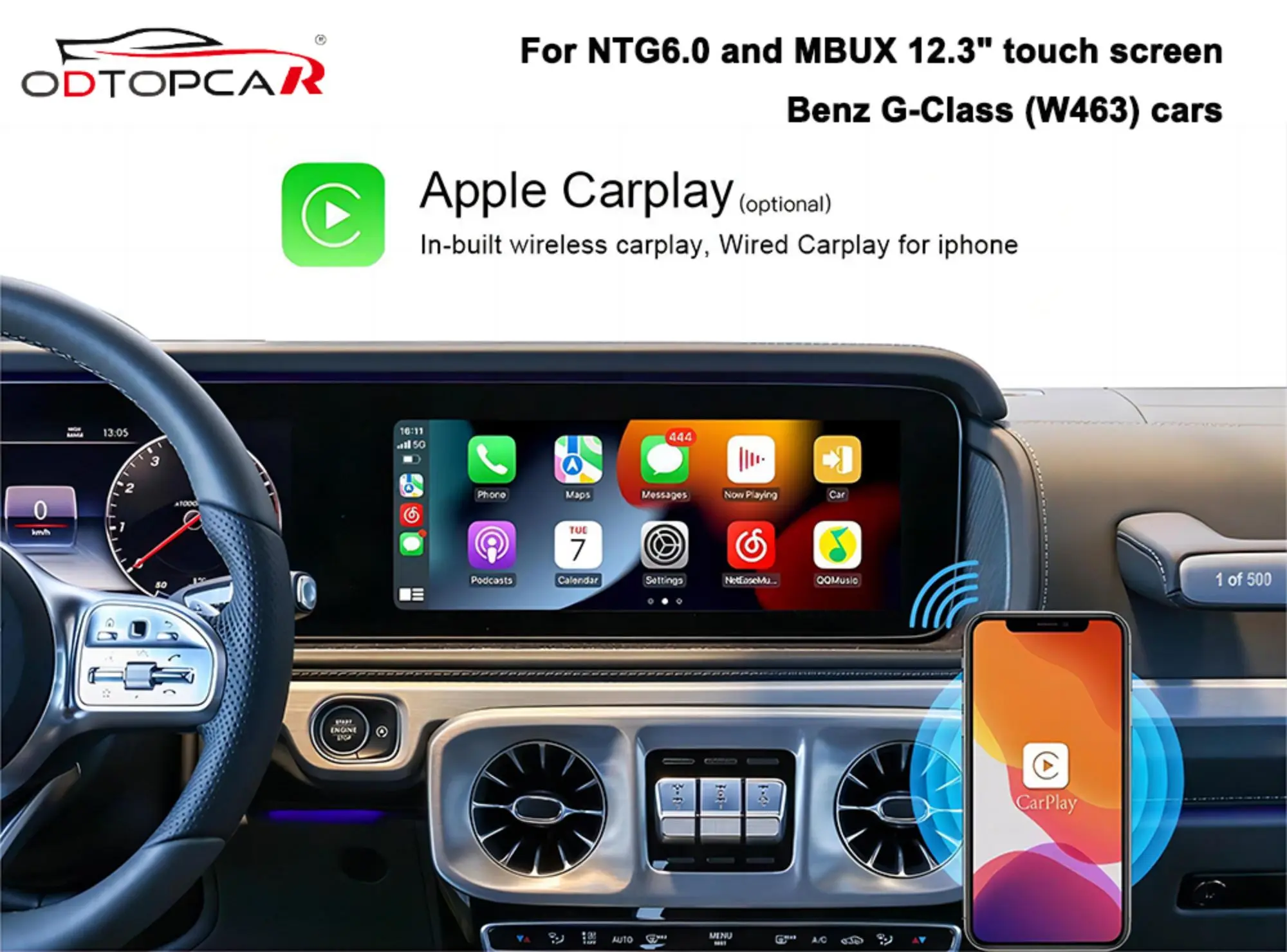 Wireless Car Play Adapter for Mercedes G-Class W463 NTG 6.0 MBUX Android Auto Upgrade Android 13 Ai BOX 12.3 inch Touch Screen