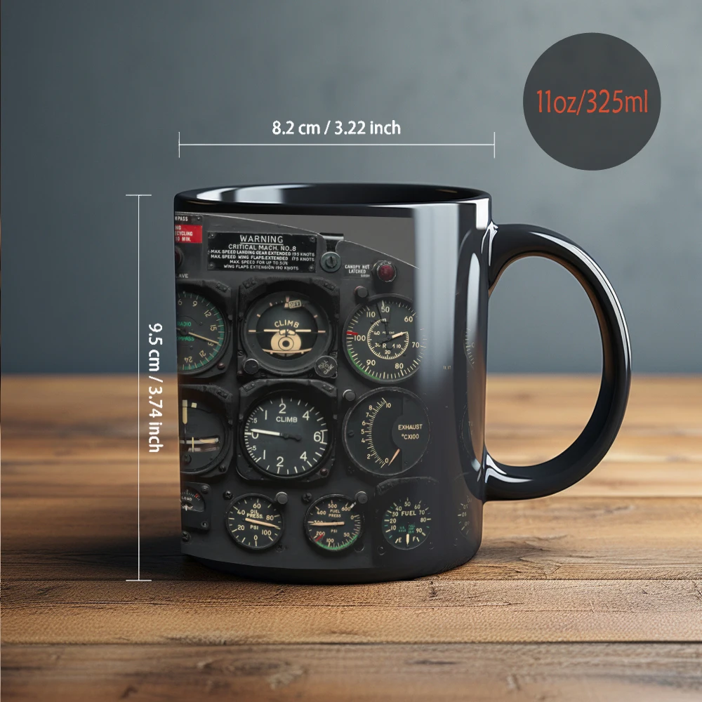 Aerospace aircraft various instrument panels coffee mug black ceramic coffee mug astronaut friend gift