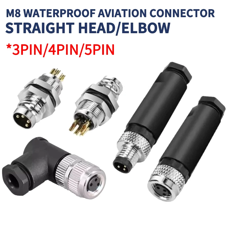 

M8 waterproof connector - 3P4P male female M8 waterproof aviation plug socket sensor cable connector