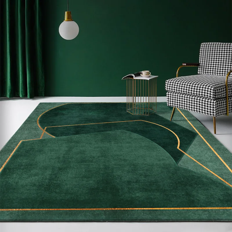 Modern Light Luxury Green Living Room Carpet Nordic Non-slip Kitchen Bathroom Rug Bedroom Coffee Table Carpets Entry Porch Mat