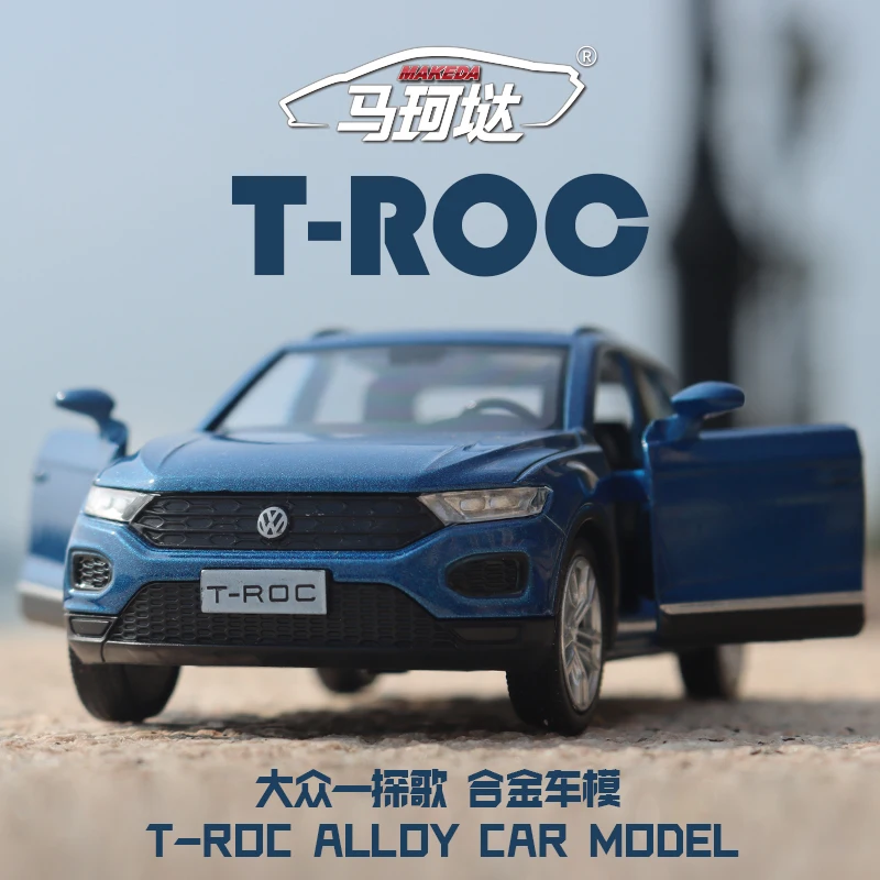 Modelo de coche de aleación de T-ROC Volkswagen, vehículo de juguete fundido a presión, modelo de coche de Metal, simulación, Colección Pull Back, juguete para niños, 1:36