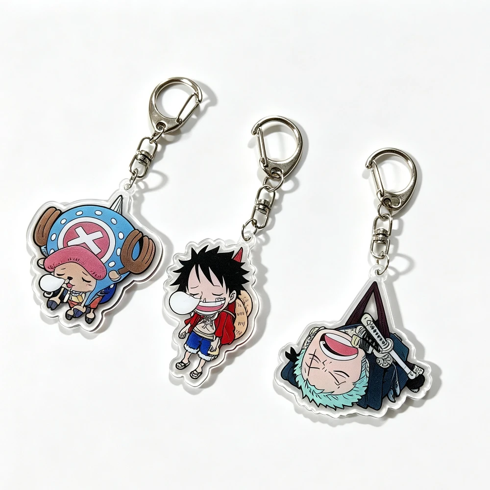 3pcs Anime Figure Acrylic Luffy Zoro Pattern Bag Pendant Back Packaging Jewelry Keychain, Fans' Favorite Collection Gifts