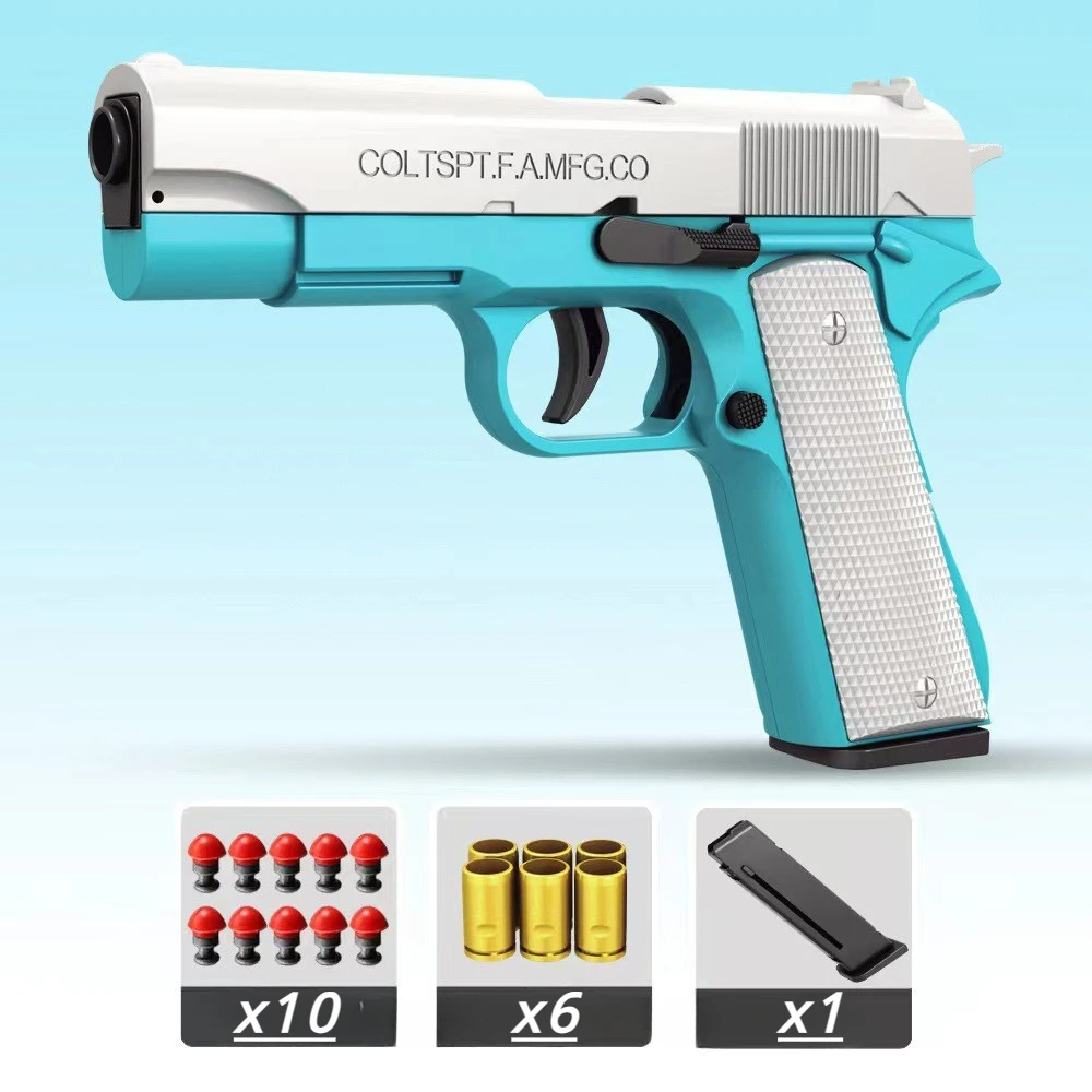 M1911 Colt Toy Gun Pistol Soft Bullet Shell Ejected Blaster Manual Airsoft Air Gun Launcher For Children Adults Shooting Games