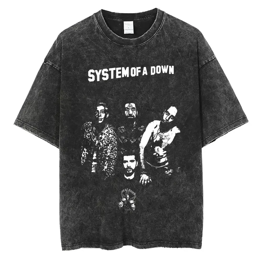 

Limited Rock Band System of A Down Washed Vintage T-shirt Men Women Fashion Casual Oversized Tshirt Alternative Metal Streetwear