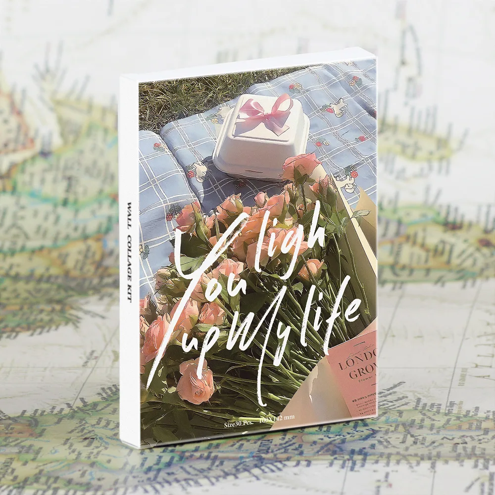 

30 шт., набор открыток серии You Light Up My Life-розовый букет, замок, поздравительные открытки с благословением, украшение для стен своими руками