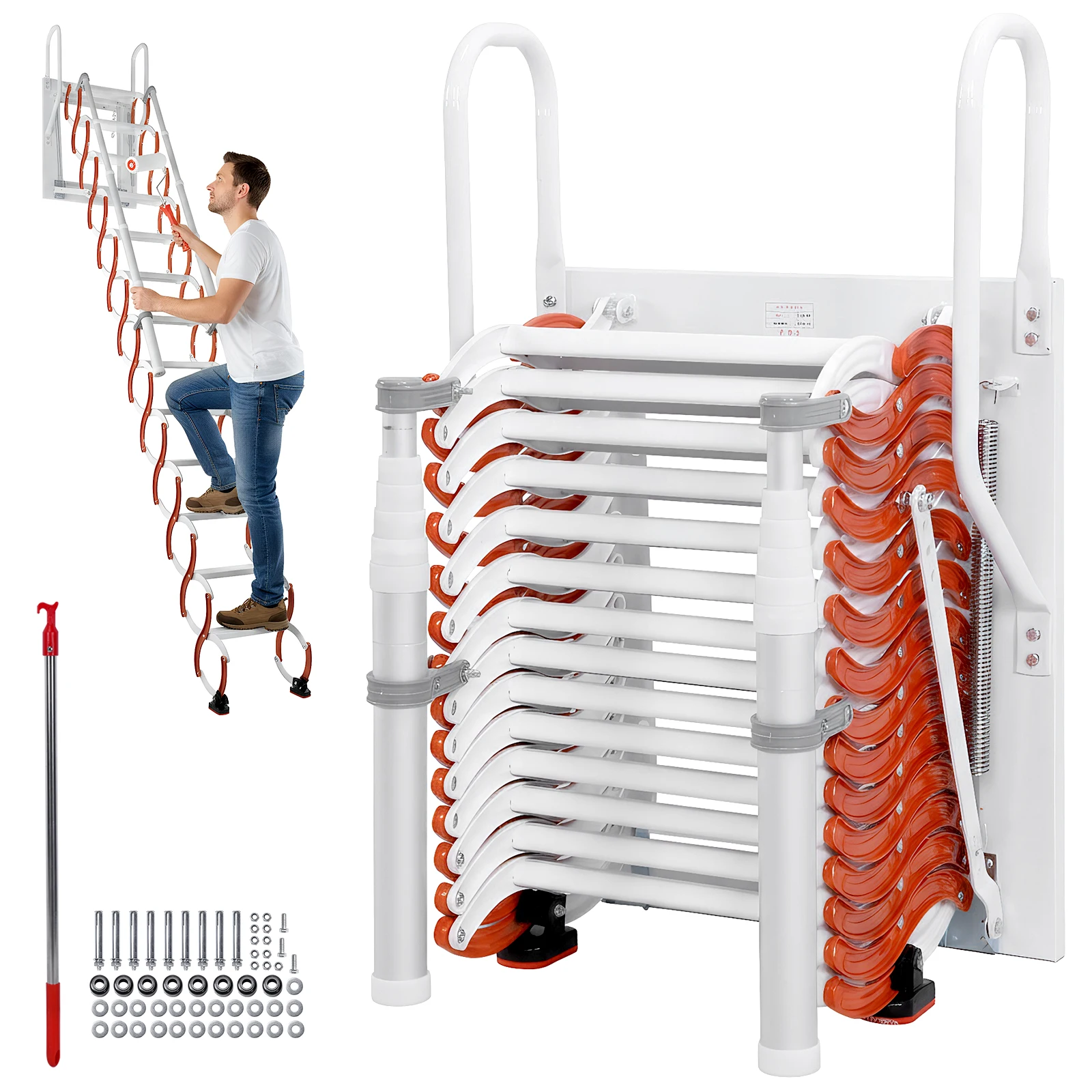 

Потолочная лестница для чердака с регулируемым углом наклона (60°) ° /65 ° /70 ° Телескопическая штанга с рукояткой для дома, для использования в помещении и на улице