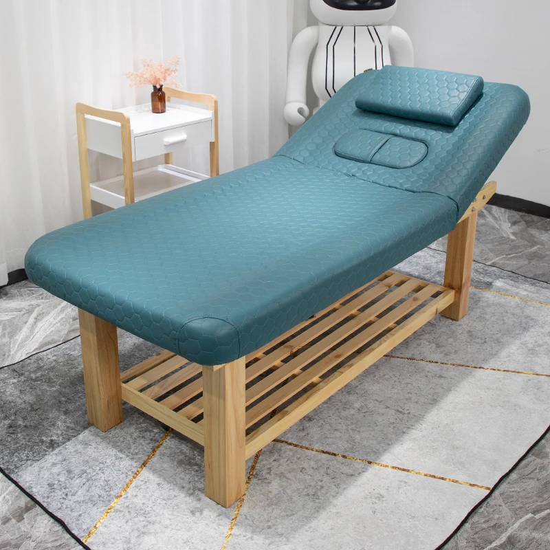 Solid Wood Facial Bed Beauty Salon Full Set Folding Body Massage Bed Massage Physiotherapy Bed