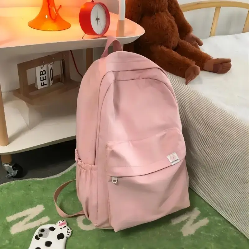 Backpack Soft Sister Solid Color Large Capacity Student Schoolbag 2022 School Season New College Students Ins Backpack