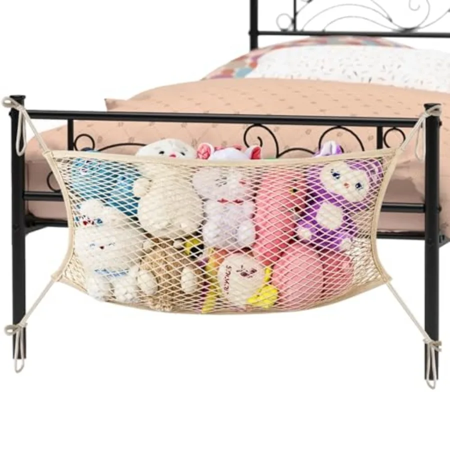 

for,Bedside Toy Organizer Net - Neatly Store Your Stuffed Animals, Cotton Bedside with Tether, Stretches up to 35 Inch