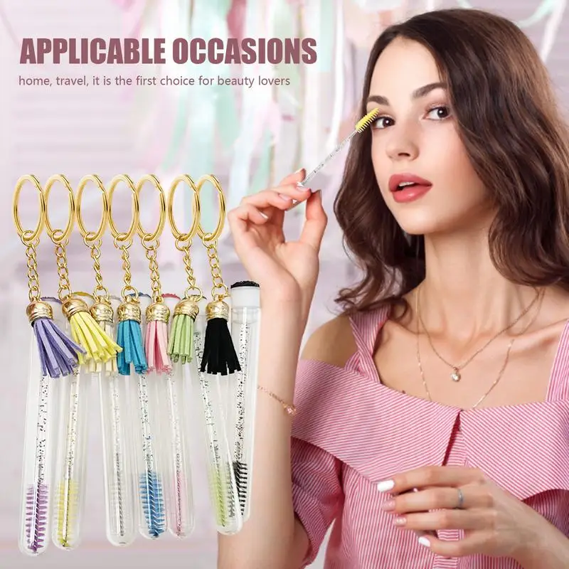 Eyelash Brush Tube With Keychain Eyelash Diamond Empty Mascara Wand Tube Eyelash Brush Lash Extension Brushes Mascara Brushes