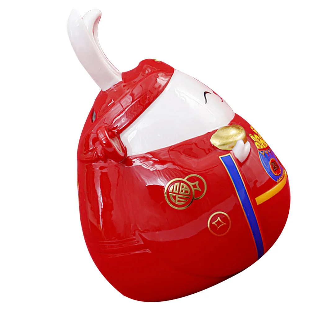 

Ceramic Fortunate Rabbit Piggy Bank Durable Porcelain Bunny Coin Saving Jar Decorative Desktop Organizer Home Decor