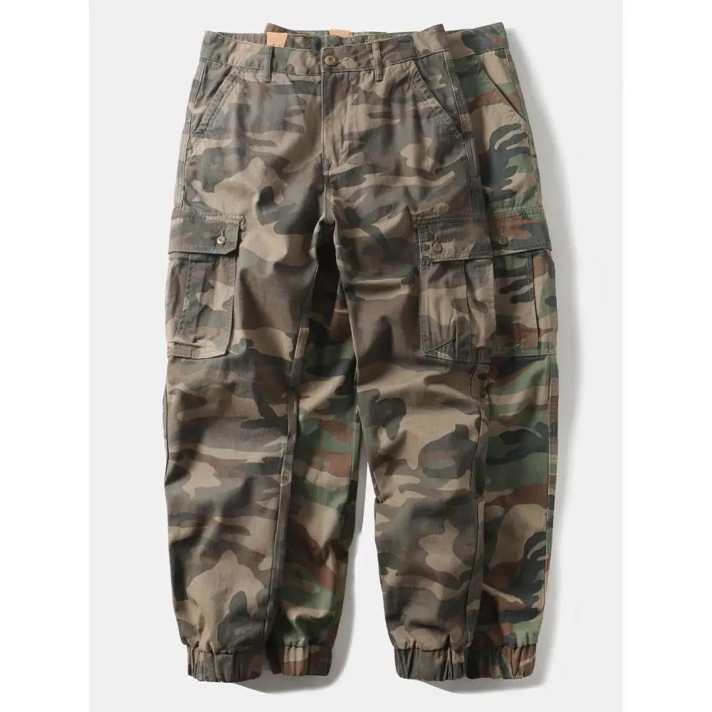 

Тяжелые брюки для рабочей одежды в американском стиле, прямые свободные камуфляжные брюки с манжетами и повседневными полиэфирными волокнами большого размера
