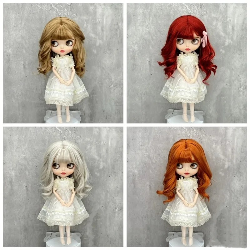 Peluca Multicolor para Muñecas BJD SD, Cabello Largo Rizado Romano, Accesorios de Maquillaje DIY, Cabeza Grande 2D, para Creación de Muñecas