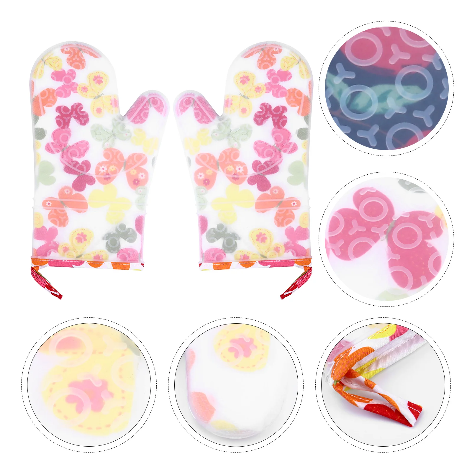 

2Pcs Heat Resistant Mitts Nonslip Silicone Gloves for Cooking Baking Barbecue Kitchen Protection Decor Christmas Oven Mitts