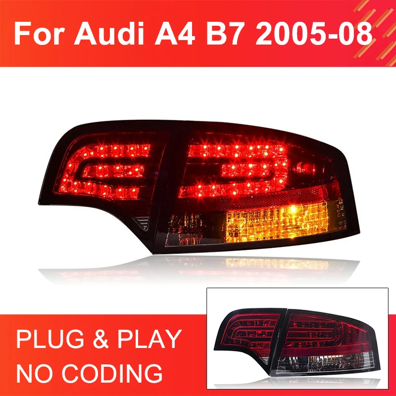 1 Pair Tail Light Assembly for AUDI A4 B7 2005 2006 2007 2008 Tail Lamps Plug and Play Running Turning Brake Rear Tail lights