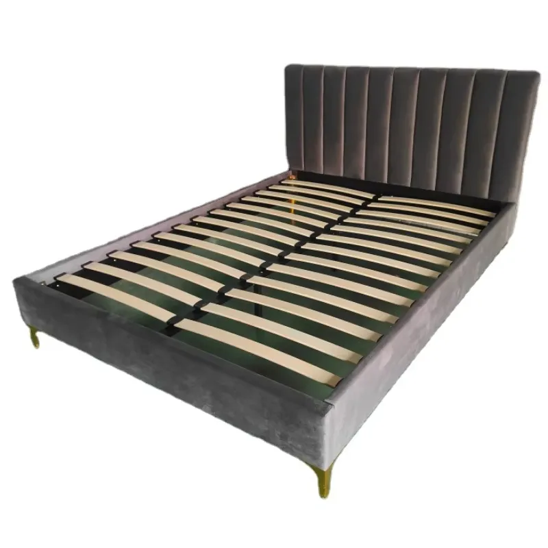^Free Sample Modern Tufted Luxury Soft Bed with Pine Wood Frame and Fabric Upholstery-Twin/Full/Queen/King Sizes