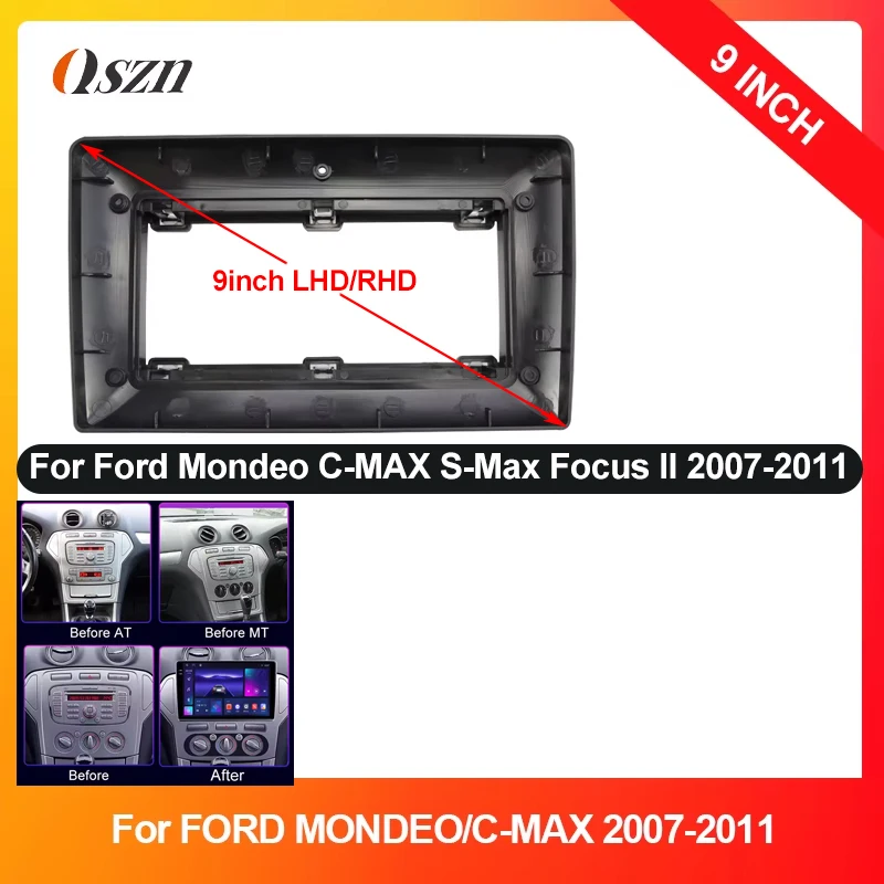 

9 Inch Car Frame Fascia Adapter Canbus Box Android Radio Dash Fitting Panel Kit For Ford Mondeo C-MAX S-Max Focus II Fusion