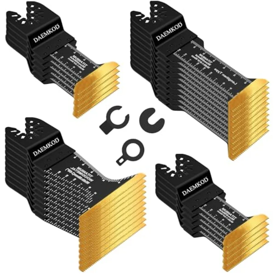 

30 Pack Titanium Oscillating Tool Blades Metal Cutting Professional Saw Blades for Soft Metal Nails Hard Material and Wood Plas