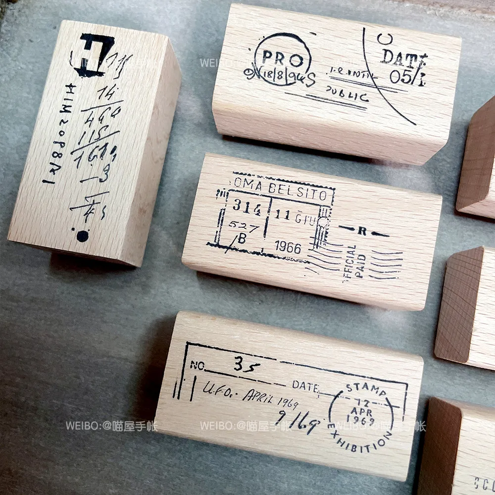 Vintage Poststempel Wellenlinienmuster Gummistempel für DIY Scrapbooking Journal Planer Etiketten Basteldekoration – Detail 7