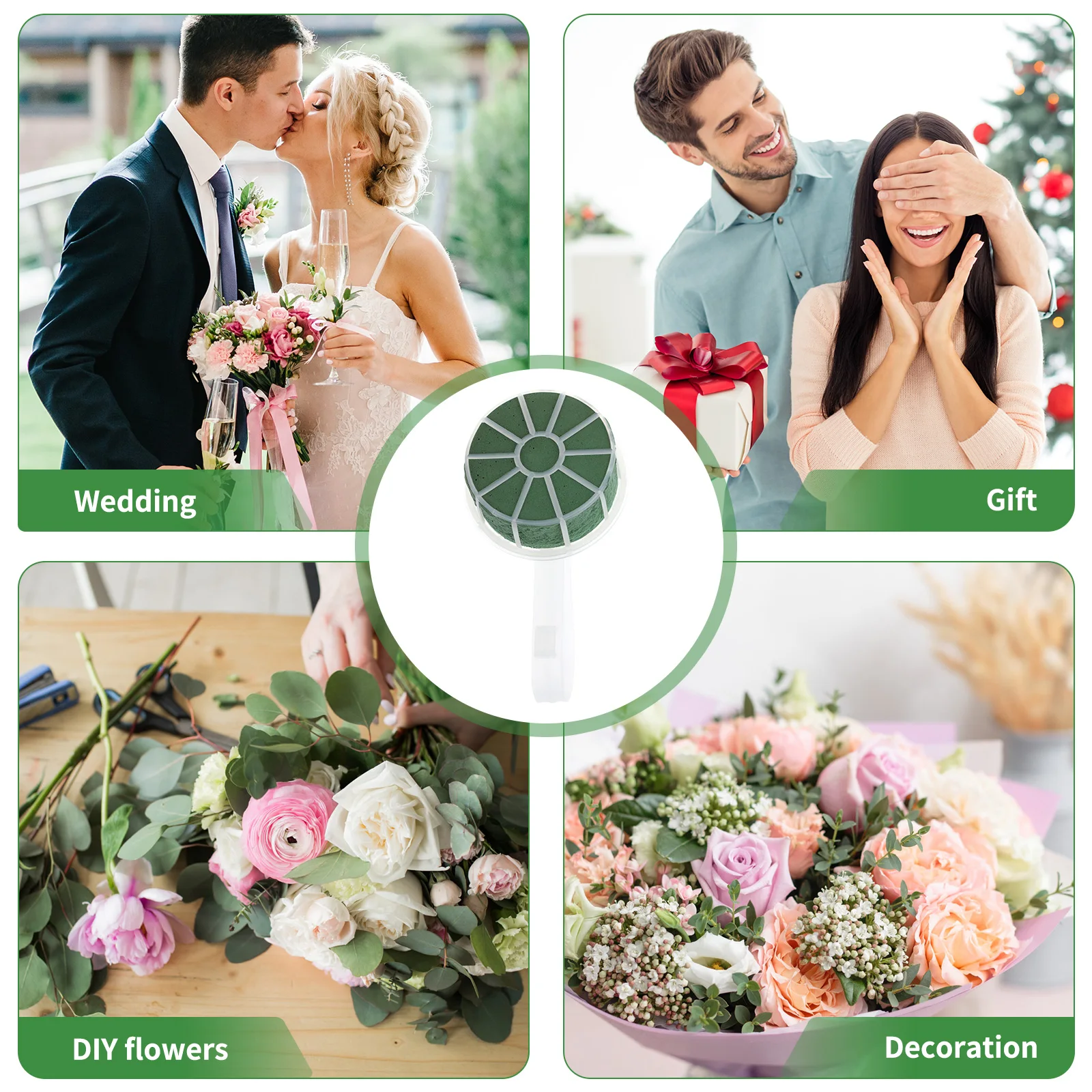 

2pcs Plastic Bouquet Holder Floral Handle Wedding Bridal Support Flower Arrangement Accessory DIY Supplies Floral for Bridal