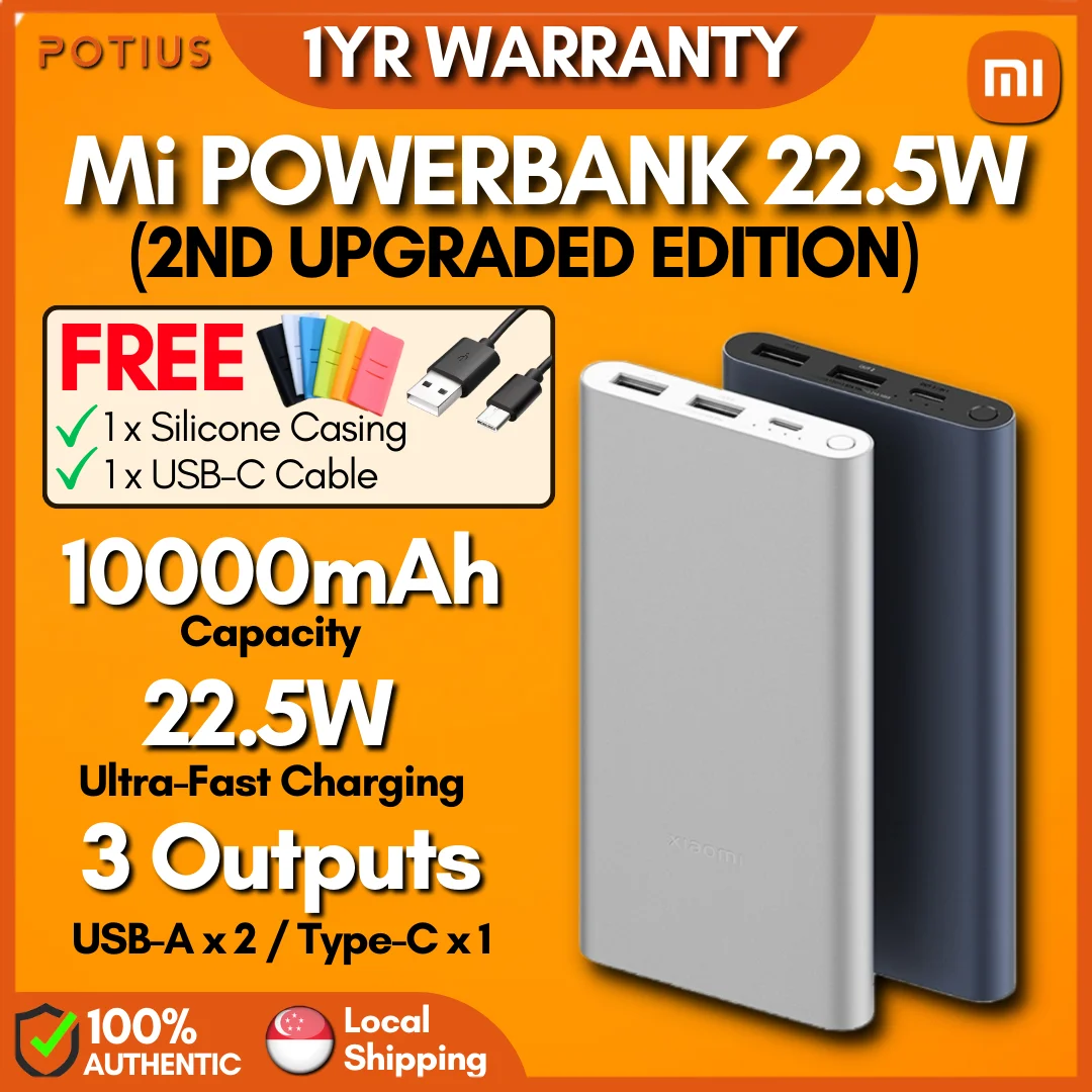 

XIAOMI 22.5W 10000mah Powerbank 3 Micro USB C Input Output Single Dual USB A 2-way Fast Charge