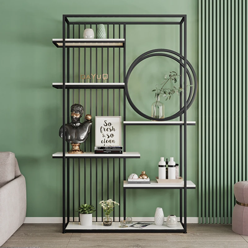 Custom, Luxury Living Room Wall Storage Rack Metal Frame Display Shelves