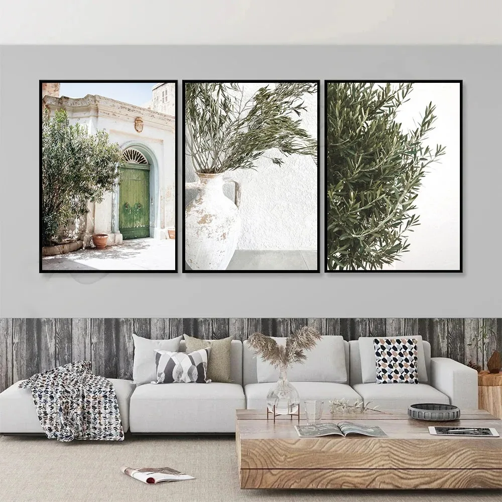 Spanish Italy Puglia Architecture Posters Canvas Painting Green Leaves Indoor Plants Wall Art Print Pictures Living Room Decor