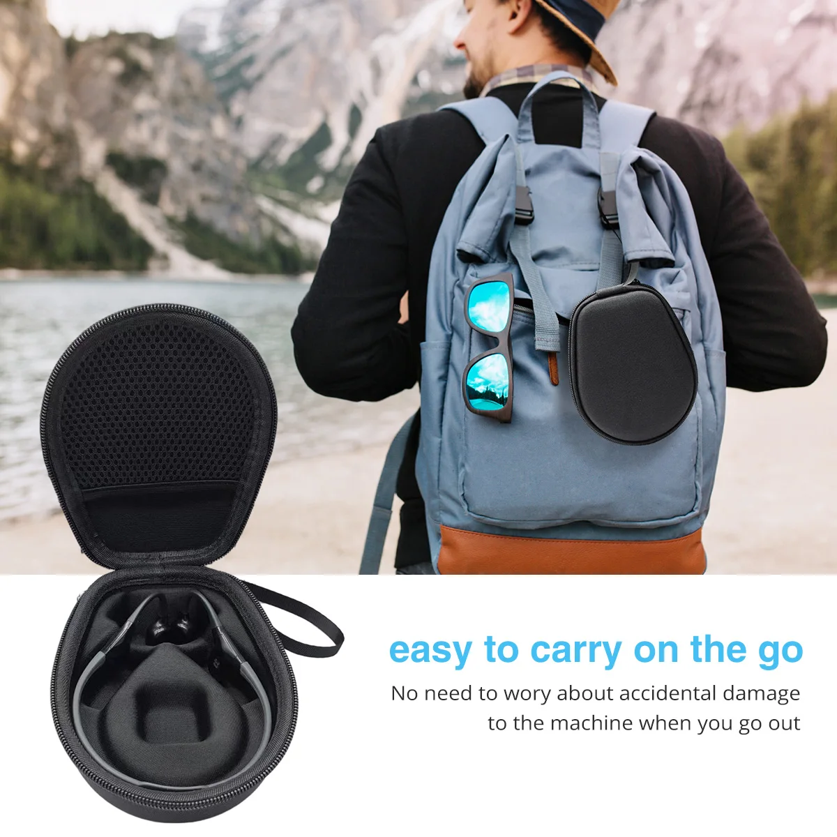 Travel Carrying Case Bag for AfterShokz OpenRun/Trekz Air/Titanium Mini Bone Conduction Headphone Headset Hard Shell Storage Bag