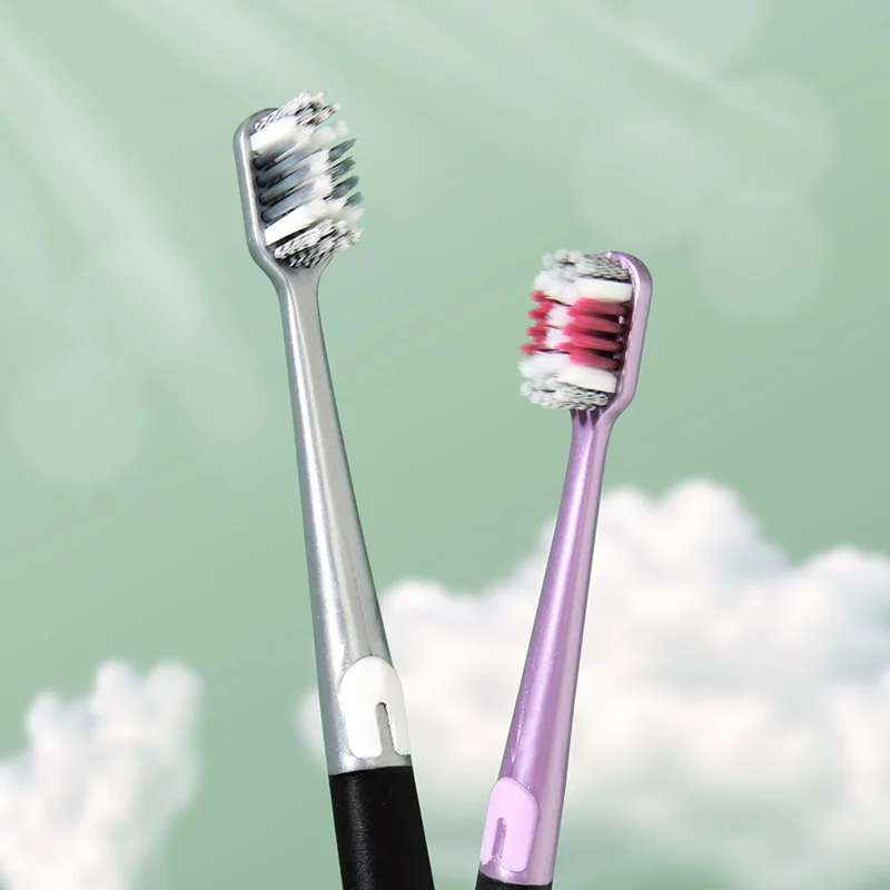 Antibacterial toothbrush 2-pack for couples household wide-head ultra-fine soft bristle toothbrush