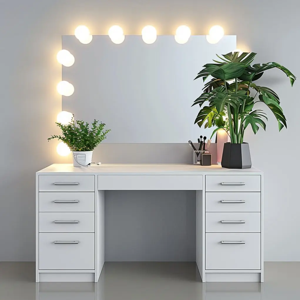 OE.HOME Luxury Design Makeup Vanity Dresser Cabinet Sets Bedroom Furniture Wooden Modern Dressing Table Standing Apartment