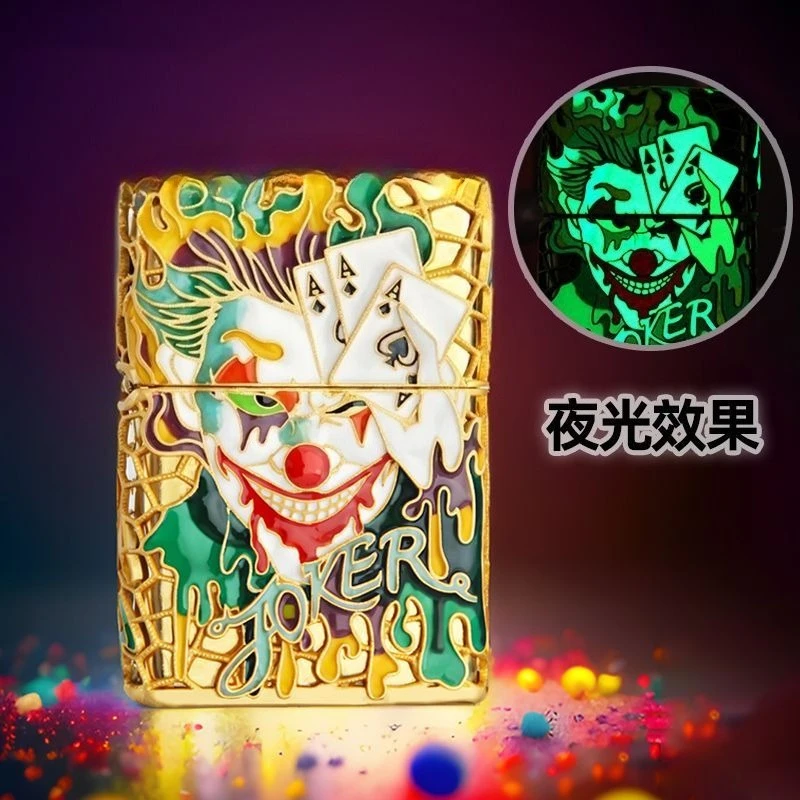 

Mask enamel fuel lighter, classic windproof grinding wheel lighter, cigarette accessories, men's gift