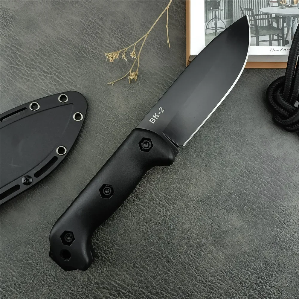 BK2 High hardness Wilderness Survival Multi functional Tactical Knife Camping Self Defense Portable Outdoor Hunting Knife